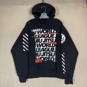 Jiu Jitsu World League Hoodie Mens M Black Graphic Print Pullover Sweatshirt